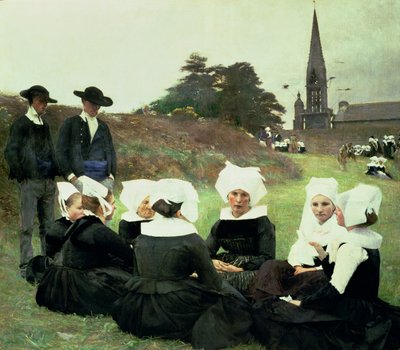 Breton Women Sitting at a Pardon by Pascal Adolphe Jean Dagnan Bouveret